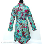 Turquoise-olive-green-floral Long Quilted