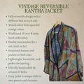 Vintage Reversible Kantha Jacket – Sage Green Botanical Print – XL/2XL