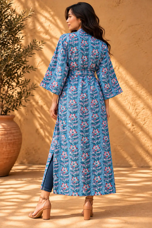 Blue Blossom –  Cotton Kimono