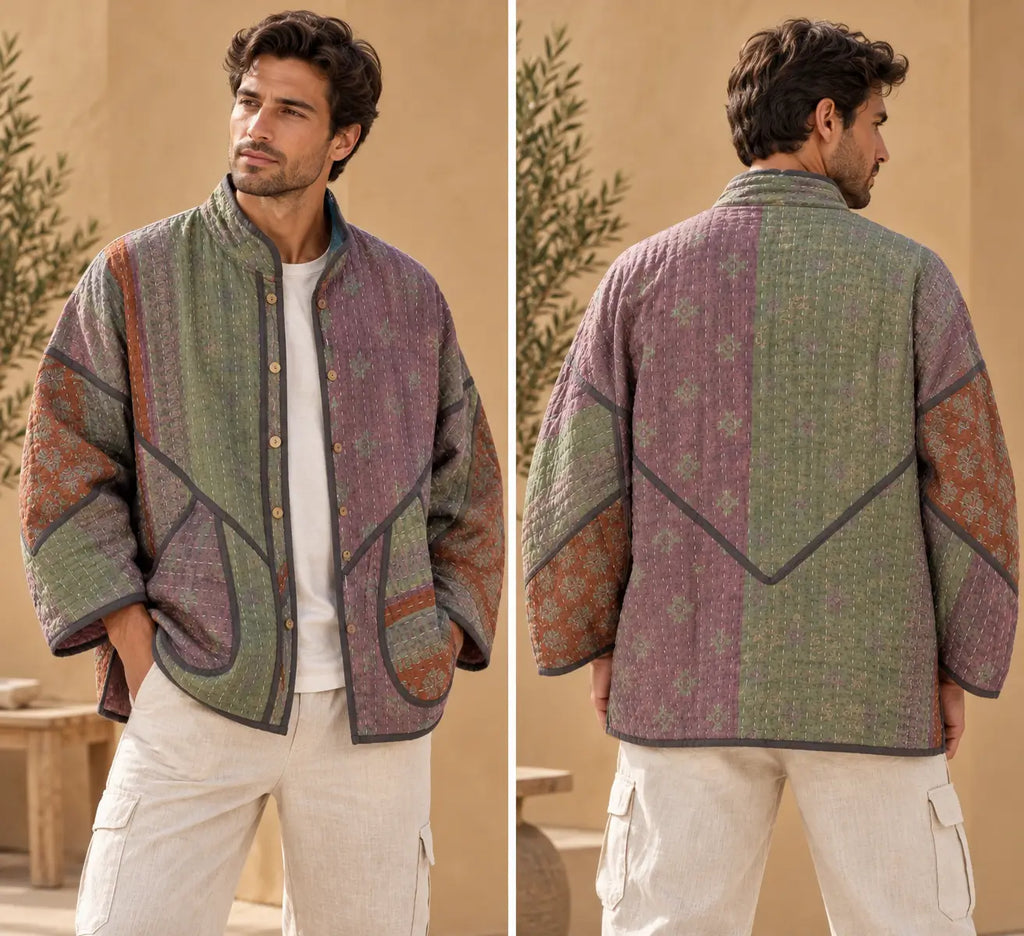 Vinatge Cotton Jackets- Sage & Mauve Patchwork