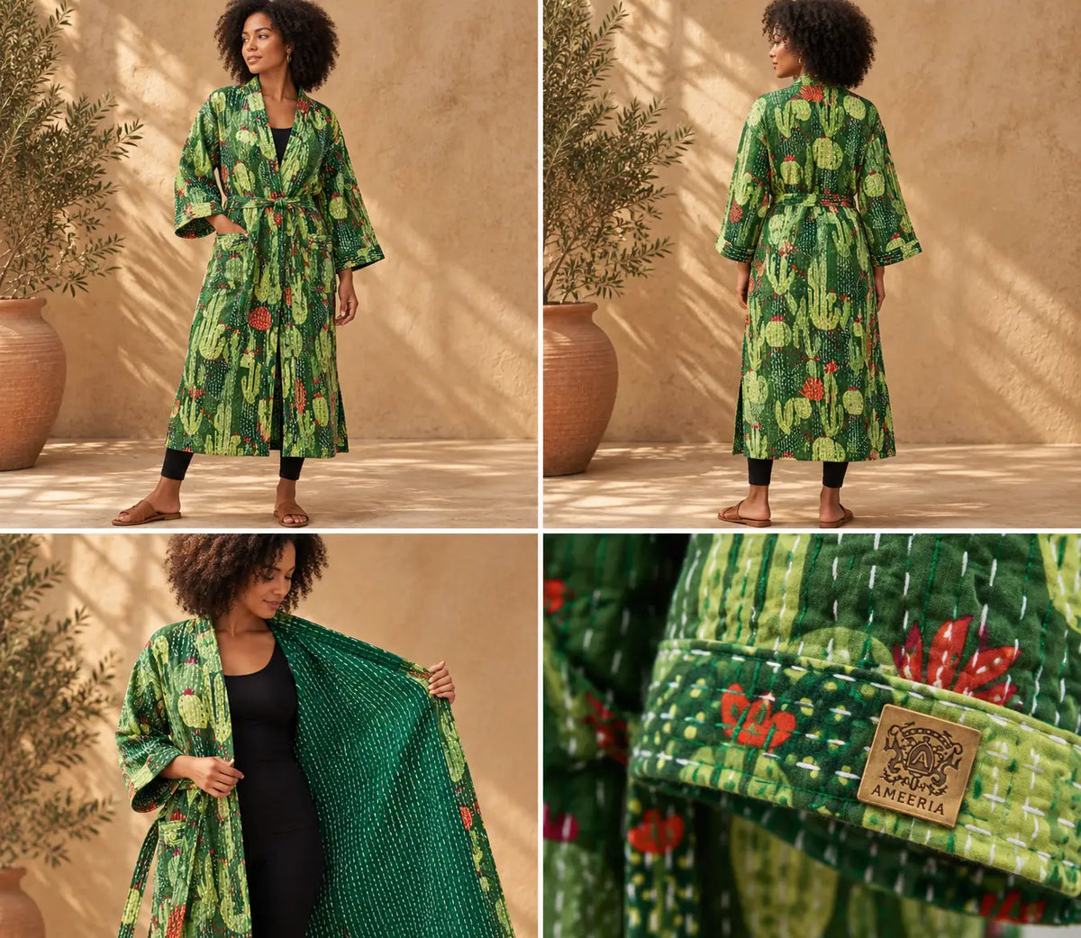 Cactus print kimono