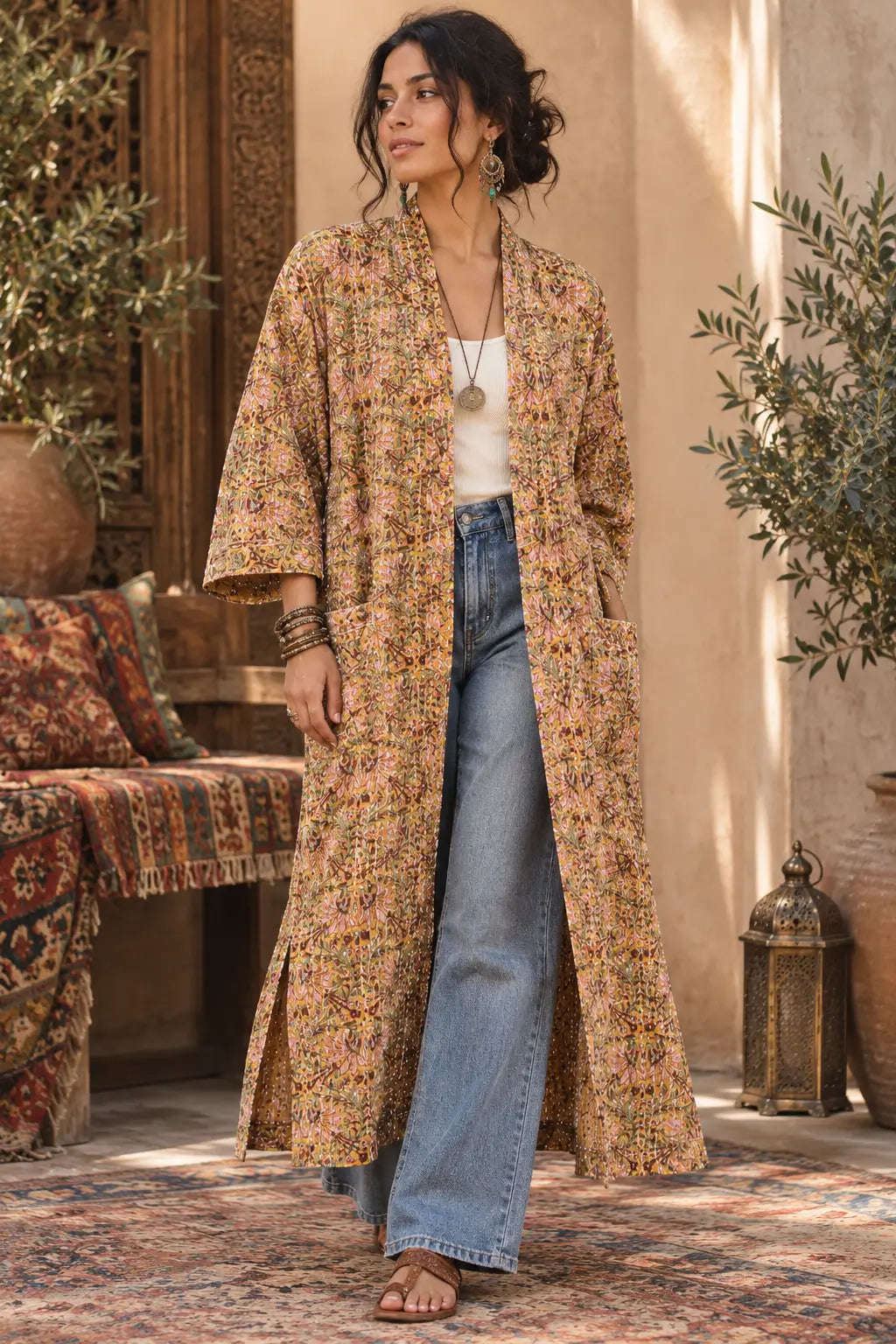 Golden Meadow – Quilted Cotton Kimono