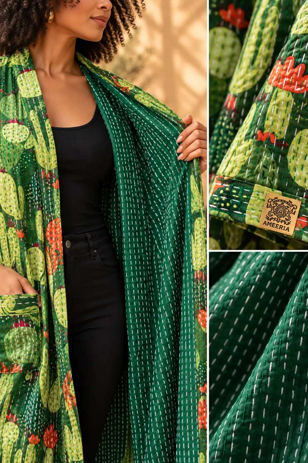 Cactus print kimono