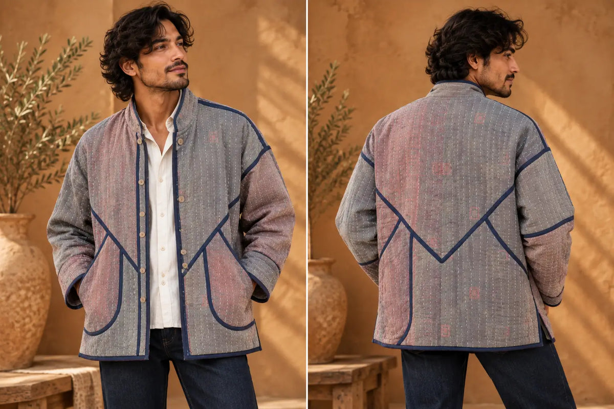 Vinatge Cotton Jackets- Grey &Coral