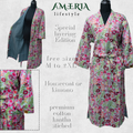 Sage Green Multicolor Floral Housecoat Kimono — Kantha Stitched Organic Cotton