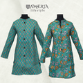 Teal floral and orange medallion reversible quilted jacket