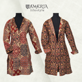 Cotton Quilted Reversible Spring/Fall Jacket - Long - Burgundy Batik Patchwork
