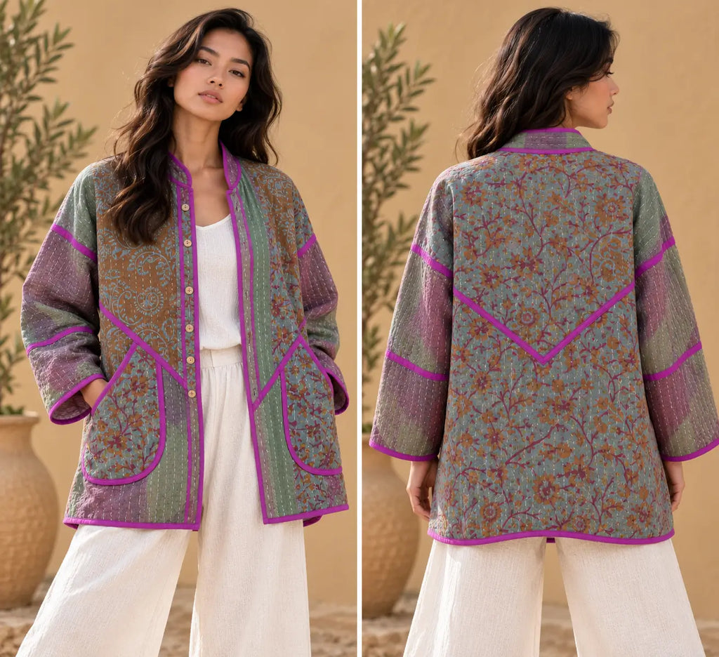 Vinatge Cotton Jackets-Mulberry Sage Patchwork