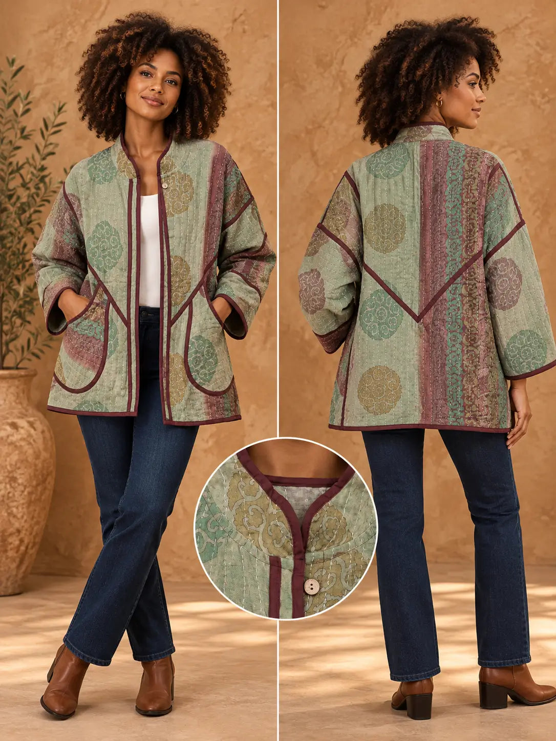 Green Maroon Paisley