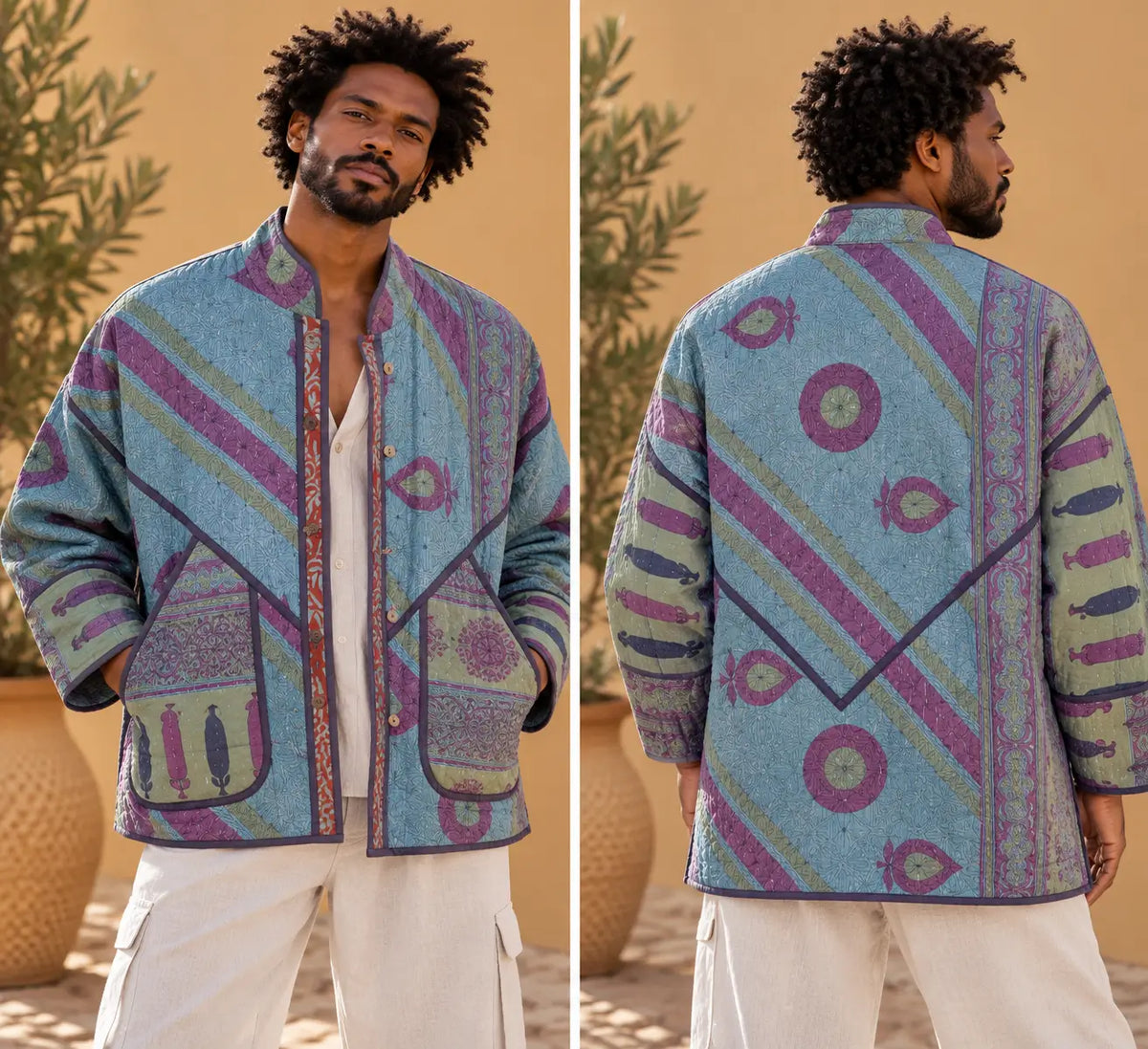 Vinatge Cotton Jackets- Dusty Teal & Plum Paisley