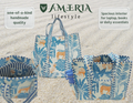 Premium Cotton Tote Bag with Side Pocket – Blue Safari Animal Print